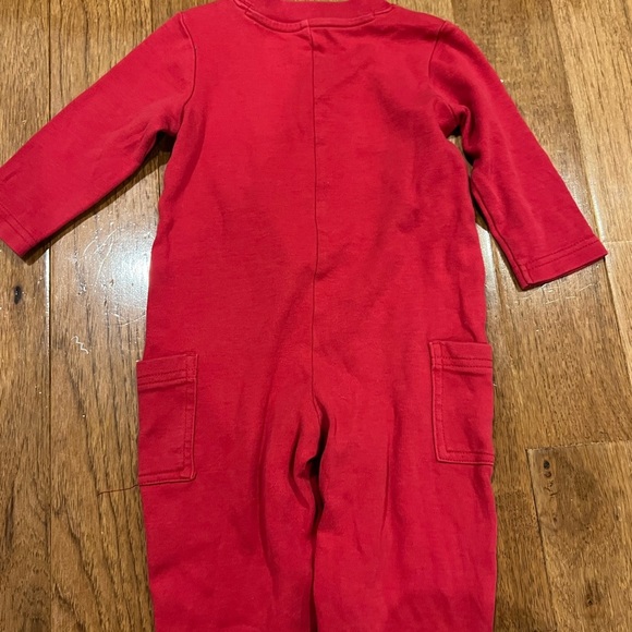 Gymboree Red Appliqué Monkey Graphic Long Sleeve Jumpsuit Romper 6-12 months - Picture 4 of 4